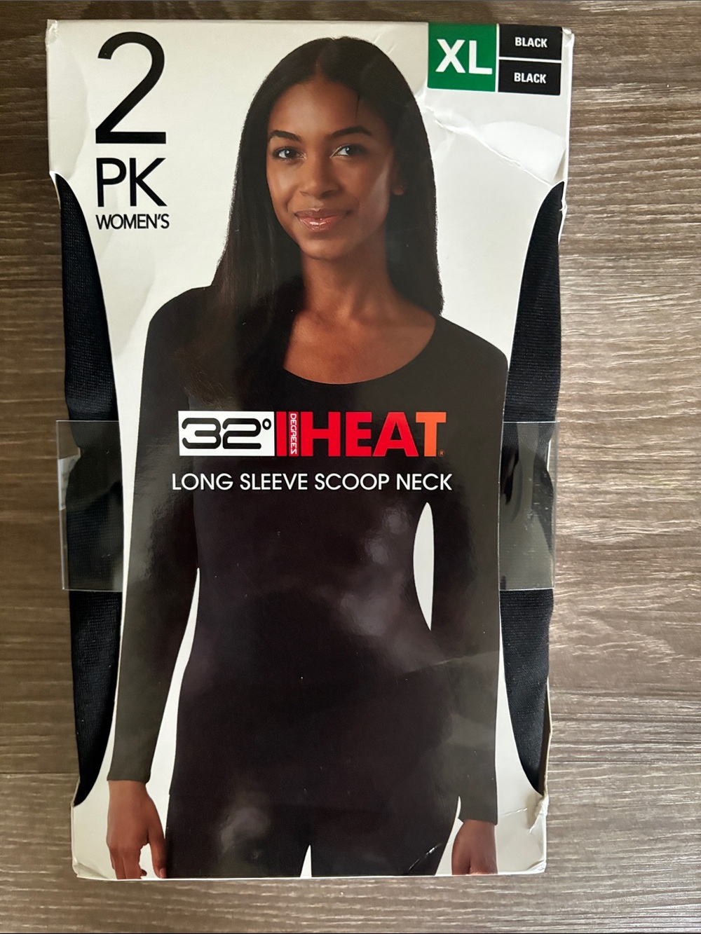 New 32 Degrees Heat Women's Long Sleeve Scoop Neck Top - Black 2 Pack XL